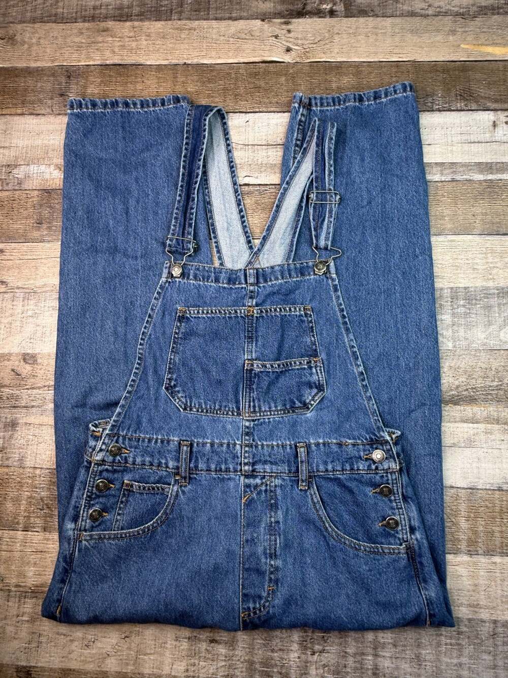 Free People We The Free Ziggy Denim Overalls Straight Leg Classic Blue Size S